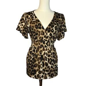 Betsey Johnson Y2K Leopard Print Empire Waist Top Coquette Whimsigoth Grunge L